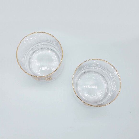 2pc Anthropologie 24k Gold Gilded Monogram Glass Tumblers Letter H 15oz - Picture 3 of 7